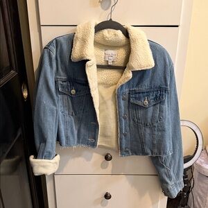 Blue Denim Jacket with Cream Sherpa Lining